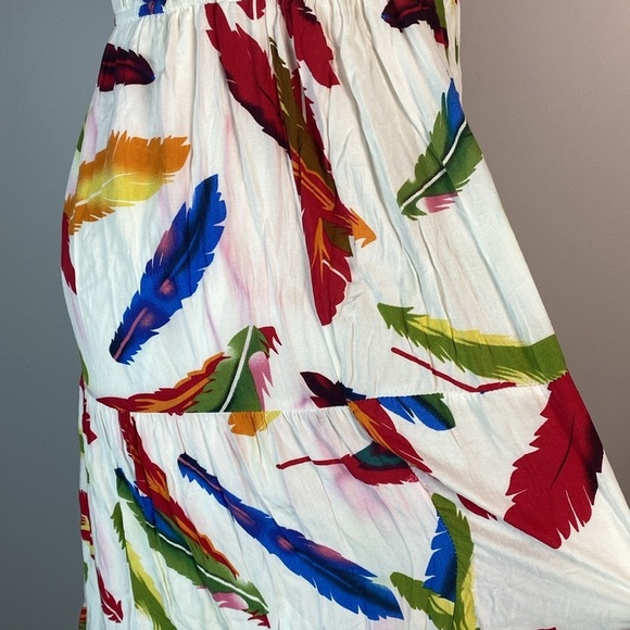 Boho Feather print multi color maxi dress size small - Picture 6 of 13